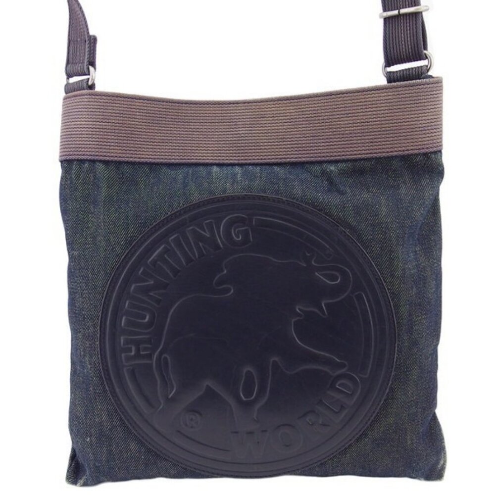 HUNTING WORLD Shoulder Bag × Canvas Denim Authentic Used F1950
